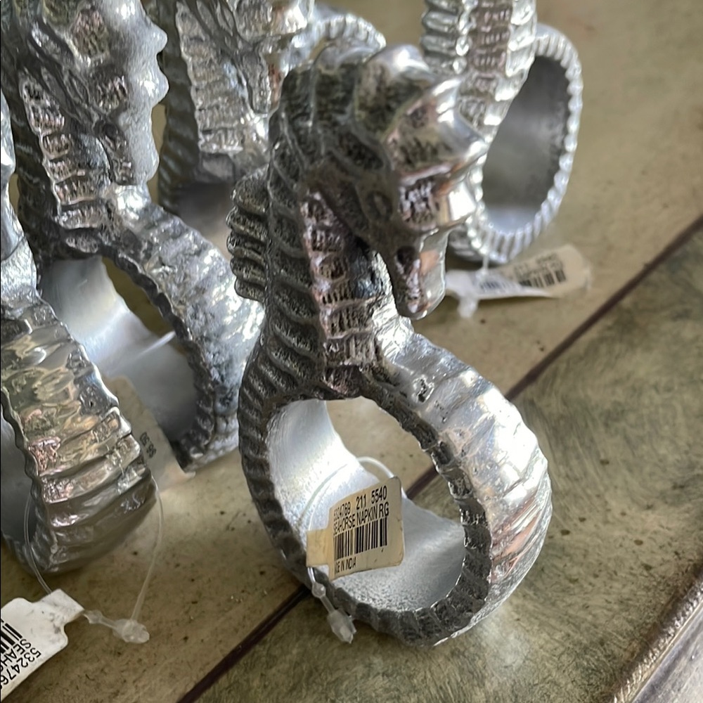 Pottery Barn Silver Seahorse Napkin Rings